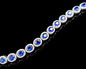 Sapphire Halo Bracelet - 18K Gold diamond