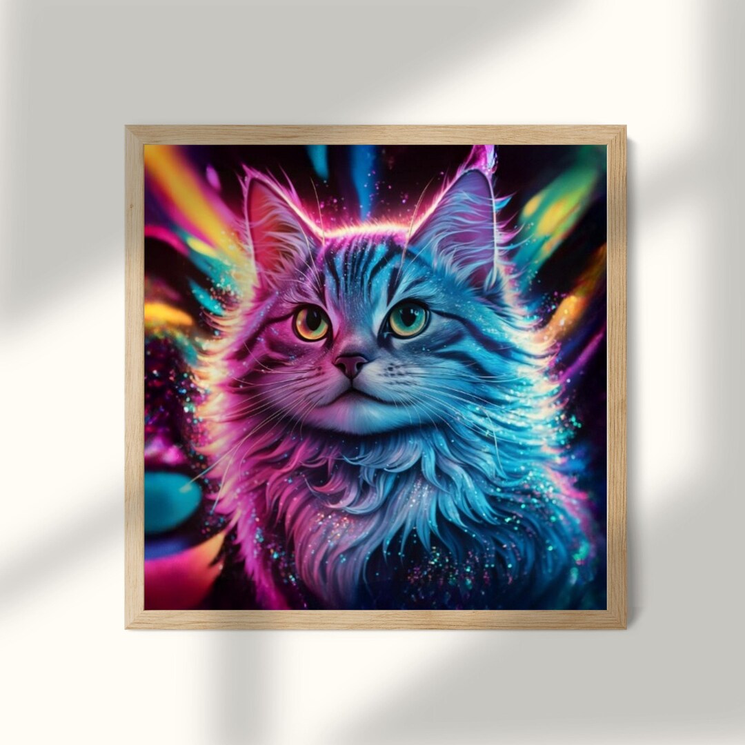 Cosmic Cat Art Print: Galaxy Space Wall Decor in Vibrant Colors - Etsy