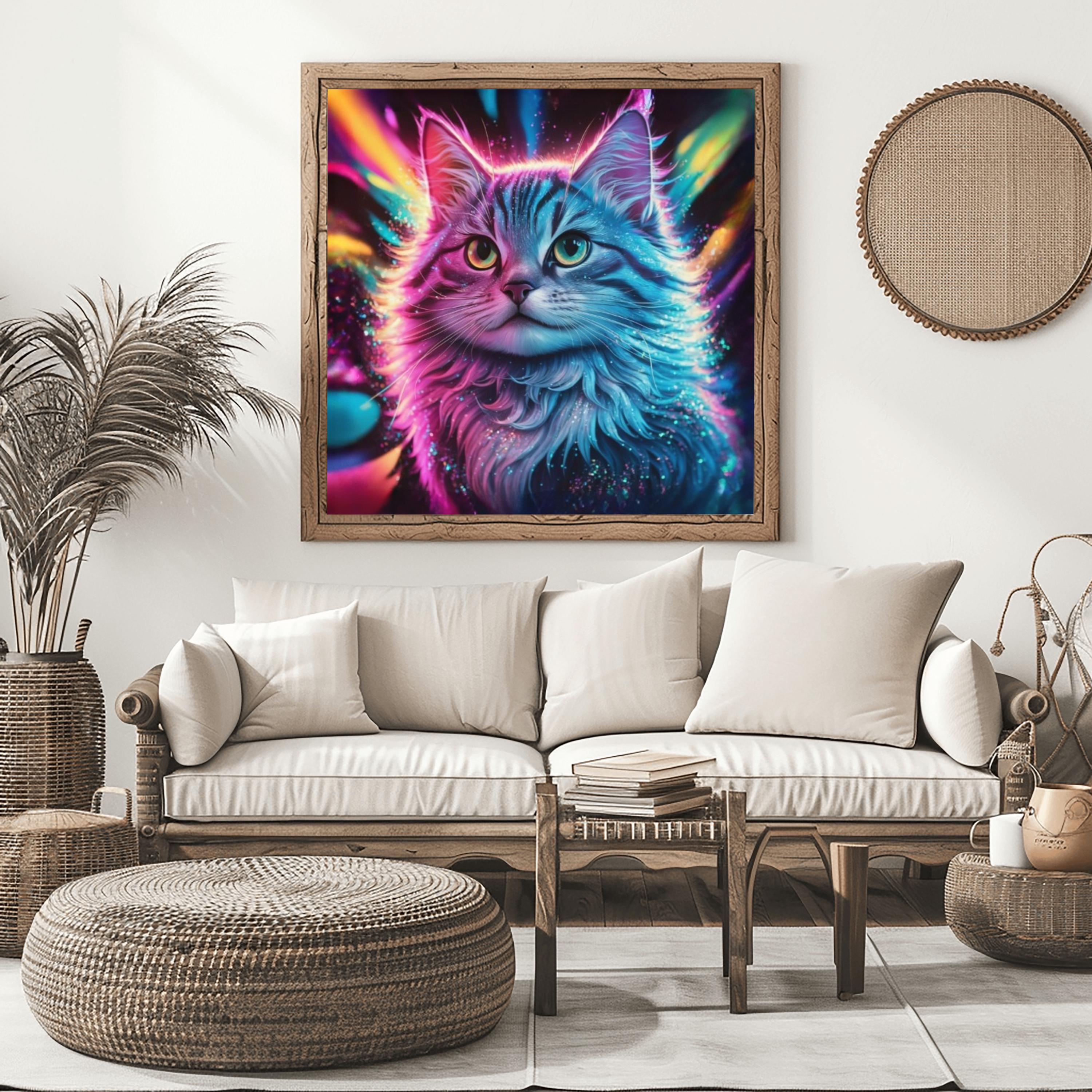 Cosmic Cat Art Print: Galaxy Space Wall Decor in Vibrant Colors - Etsy