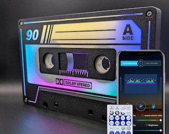 Cinta de casete de audio de gran tamaño - Luz nocturna LED RGB animada