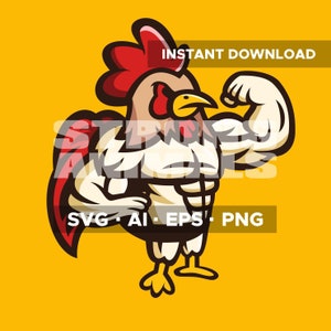 Bodybuilder Rooster | SVG, EPS, PNG | Instant Download | Be Strong