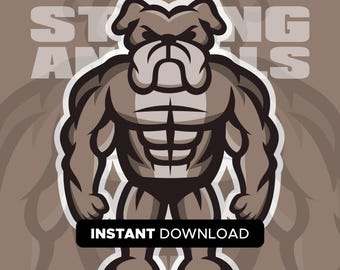 Bulldog culturista / SVG, EPS, PNG / Descarga instantánea / Sé fuerte