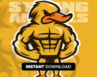 Pato culturista / SVG, EPS, PNG / Descarga instantánea / Sé fuerte