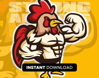 Gallo culturista / SVG, EPS, PNG / Descarga instantánea / Sé fuerte