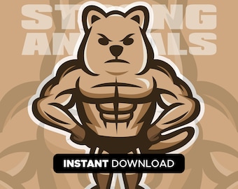 Muscular Quokka Mascot SVG - Bodybuilder Animal Graphic for Gym T-Shirts & Fitness Merchandise