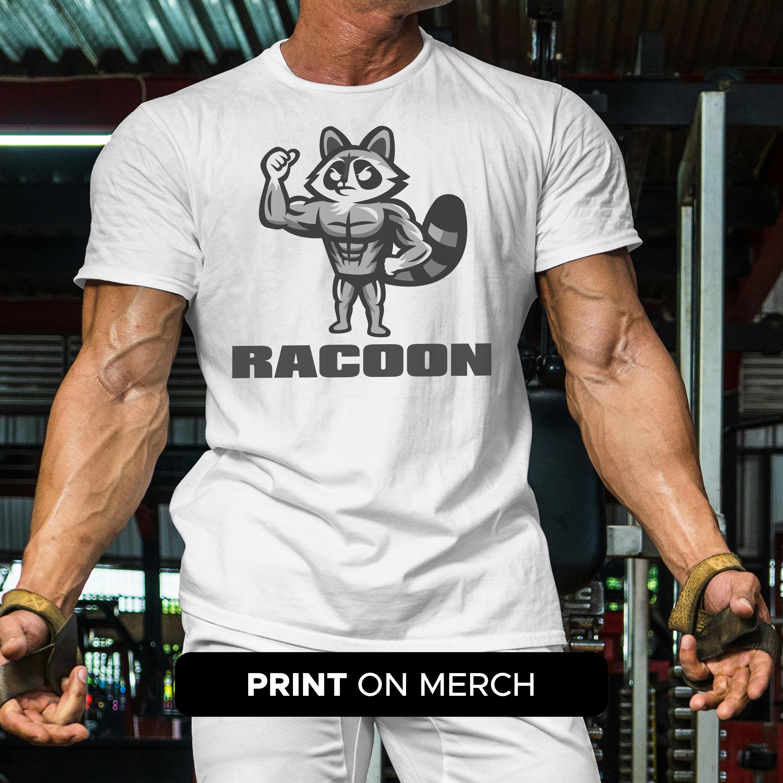 Muscular Raccoon Mascot SVG - Bodybuilder Animal Graphic for Gym T ...