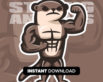 Muscular Otter Mascot SVG - Bodybuilder Animal Graphic for Gym T-Shirts & Fitness Merchandise