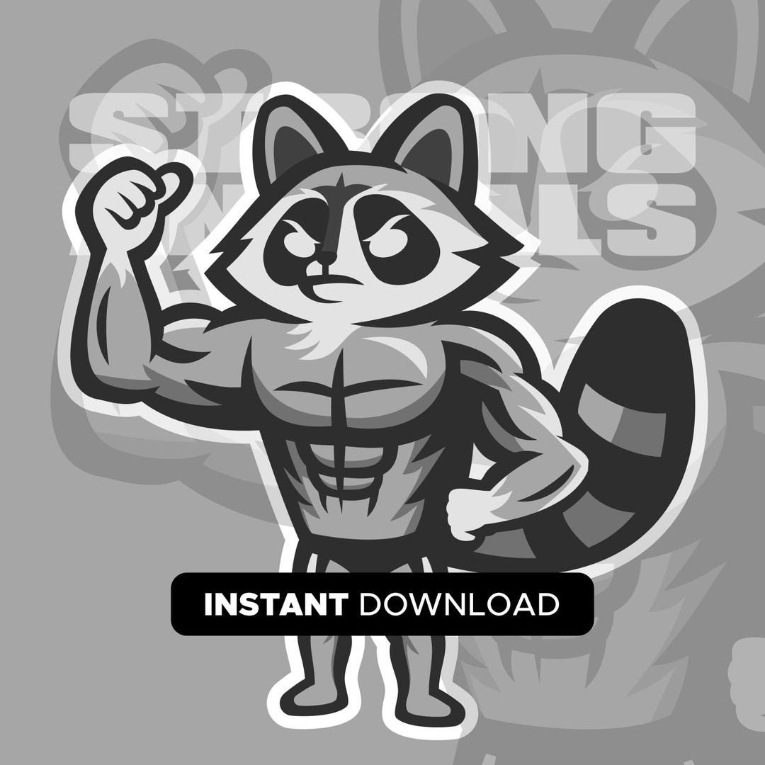 Muscular Raccoon Mascot SVG - Bodybuilder Animal Graphic for Gym T ...