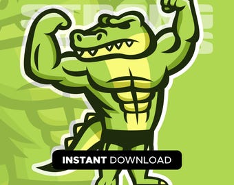 Cocodrilo culturista / SVG, EPS, PNG / Descarga instantánea / Sé fuerte