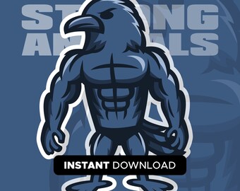 Muscular Crow Mascot SVG - Bodybuilder Animal Graphic for Gym T-Shirts & Fitness Merchandise