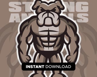 Muscular Bulldog Mascot SVG - Bodybuilder Animal Graphic for Gym T-Shirts & Fitness Merchandise