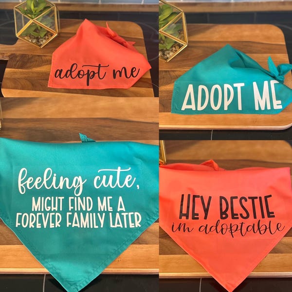 4-Pack 'Adopt Me' Dog Bandanas - Soft, Machine Washable Bandanas For Large Dogs