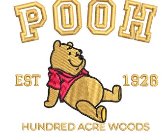 Winnie The Pooh Varsity Embroidery Design - PES File Machine Embroidery Design