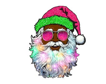レトロな黒人サンタクロースのPNG画像セット、クリスマスのクリップ