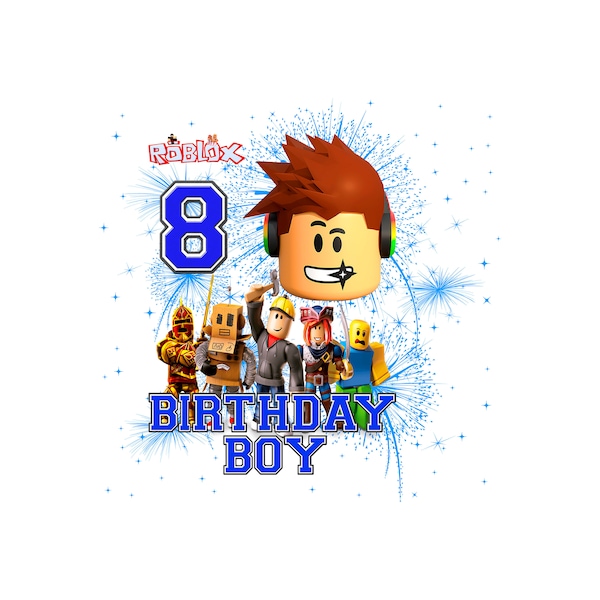 Birthday Boy Roblox png svg , birthday boy 8 head roblox new 2024 design ,add your age or name for tshirt tumblers coffee mugs cake topper