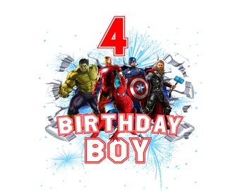 Avengers 4th Birthday PNG Bundle, Superhero Customizable Design (Digital Download)