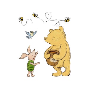 Classic Winnie the Pooh PNG, Pooh Sublimation Design, Winnie the Pooh PNG, Instant Digital Download, Pooh Bear Today bees honey jar