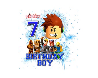 Birthday Boy Roblox png svg , birthday boy 7 head roblox new 2024 design ,add your age or name for tshirt tumblers coffee mugs cake topper