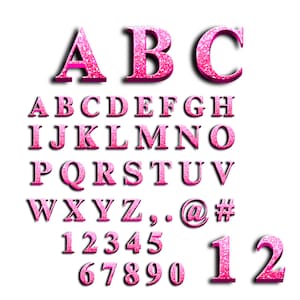 pink glitter alphabets png , pink printabel digital  alphabet fonts png bundle alphabets png sublimation for all family 5 super clean files
