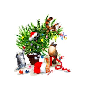 Kattenkerstboom png Merry Catmas png Kattenkerstboom png Cat Mom png Cat Png, png-bestanden voor sublimatieontwerpen transparante achtergrondgeluid