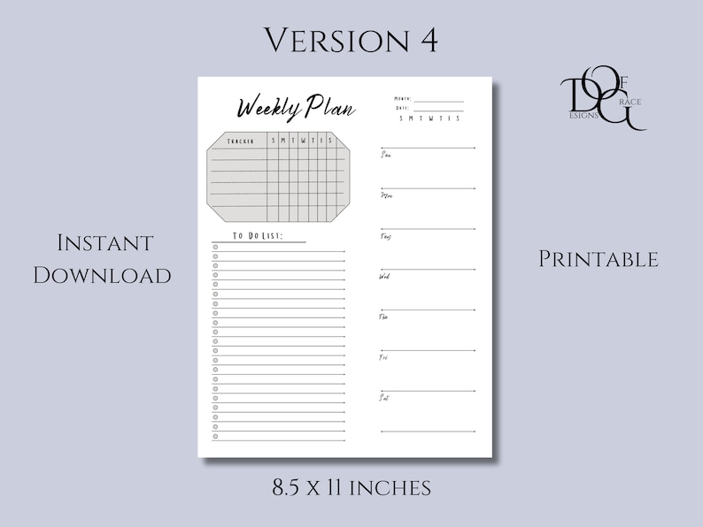Printable Weekly Plan| Instant Download - Etsy