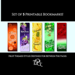 Fruity Bookmarks| Digital Download| Printable