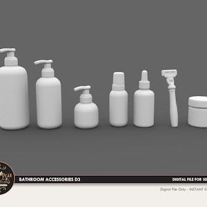 1:12 Bathroom Accessories D3 Dollhouse Miniature - 3D STL PRINT file Instant Download