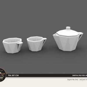 1:12 Tea Set C24 Dollhouse Miniature - 3D STL PRINT file Instant Download