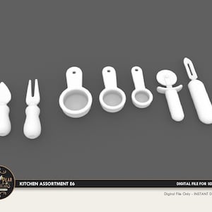1:12 Kitchen Assortment E6  Dollhouse Miniature - 3D STL PRINT file Instant Download