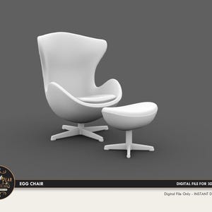 1:12 Egg Chair furniture with ottoman Dollhouse Miniature - 3D STL PRINT file Instant Download