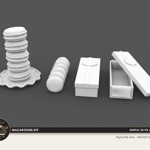 1:12 Macarons Kit cookie box  Dollhouse Miniature - 3D STL PRINT file Instant Download