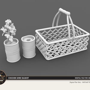 1:12 Drahtkorb Hühner mit Kräuterdosen Puppenhaus Miniatur - 3D STL PRINT Datei Sofort Download