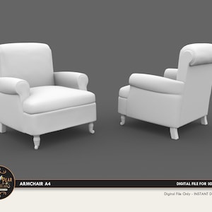 1:12 Armchair A4 Dollhouse Miniature - 3D STL PRINT file Instant Download