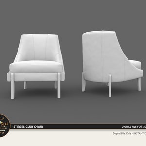 1:12 Stiegel Club Chair Dollhouse Miniature - 3D STL PRINT file Instant Download