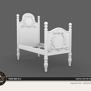 1:12 Twin Bed B12 bedframe bed frame bedroom Dollhouse Miniature - 3D STL PRINT file Instant Download