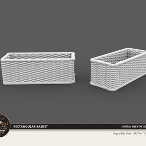 May include: Two white rectangular wicker baskets, one lying on its side and the other standing upright. The baskets are made of woven rope and have a simple, rustic design.