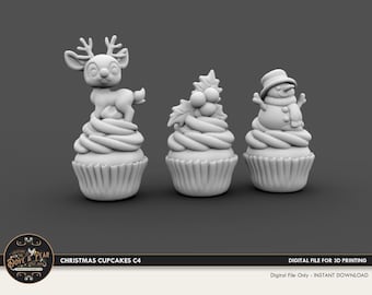 1:12 Christmas Holiday Cupcakes C4  desserts Dollhouse Miniature - 3D STL PRINT file Instant Download