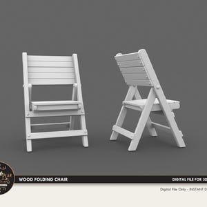 1:12 Wood Folding chair Dollhouse Miniature - 3D STL PRINT file Instant Download