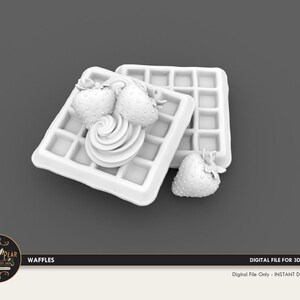 1:12 Waffles & Strawberries and cream Dollhouse Miniature - 3D STL PRINT file Instant Download