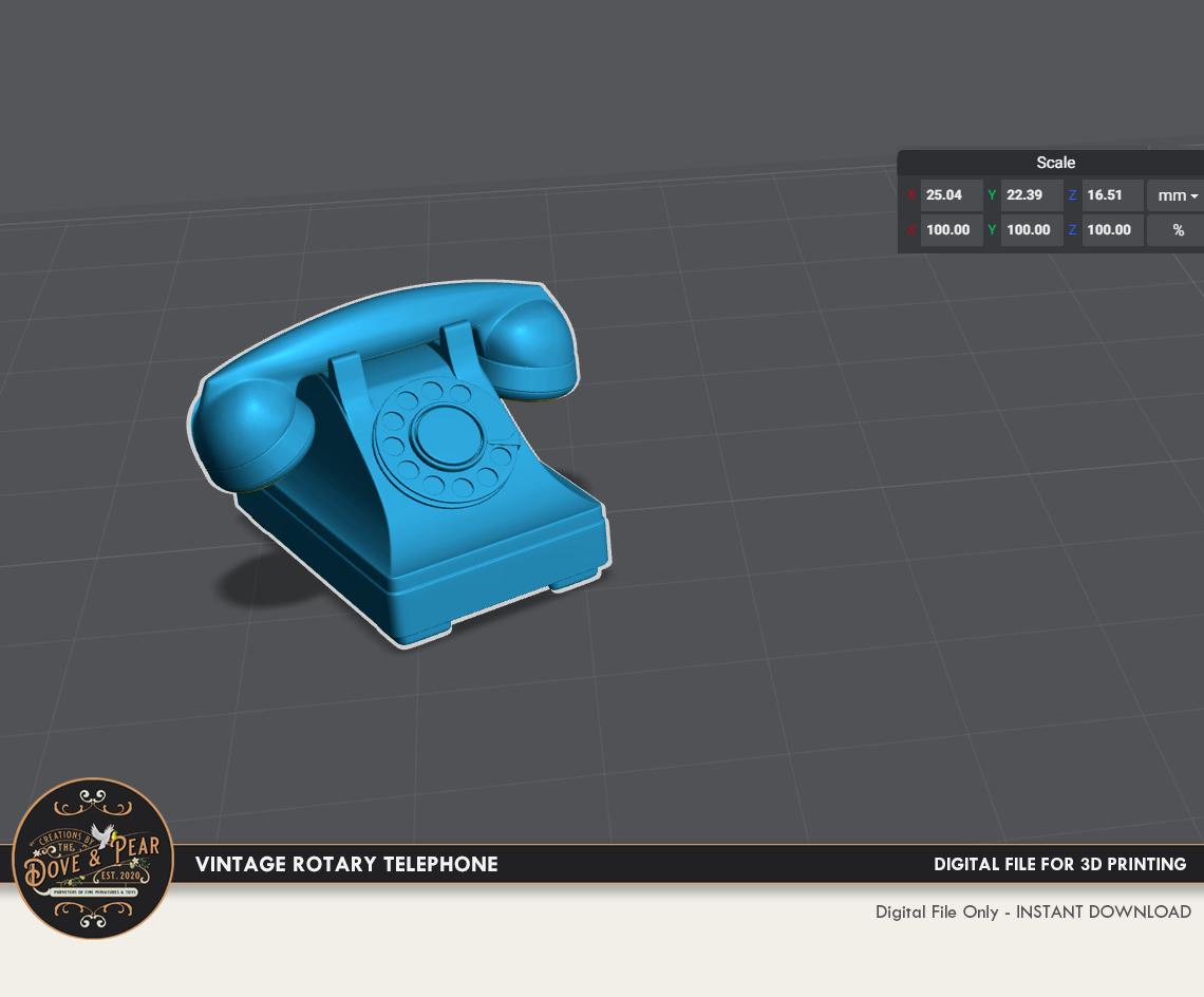 Miniature Rotary Telephone – 1:12 Scale Dollhouse Accessory, Black Vintage Phone, 0.6x0.2x0.2 Inches - View #3