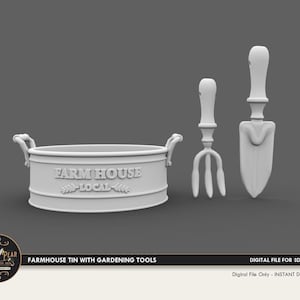 1:12 Fattoria in latta con attrezzi da giardinaggio Miniatura per casa delle bambole - File di STAMPA STL 3D Download immediato