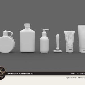1:12 Badezimmer Accessoires D9 Lotion, Flasche, Dose, Rasierer 1:12 Puppenhaus Miniatur - 3D STL PRINT Datei Sofort Download