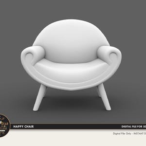 1:12 Happy Chair furniture living room Dollhouse Miniature - 3D STL PRINT file Instant Download