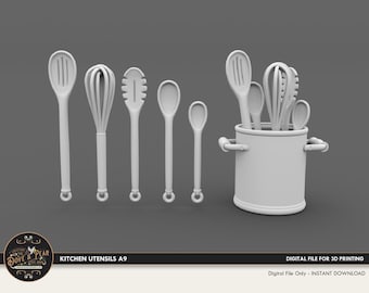 1:12 Küche Utensilien zum Kochen und Kochen A9 Puppenhaus Miniatur - 3D STL PRINT Datei Sofort Download