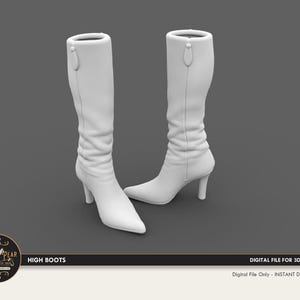 1:12 High Heel High Boots shoes  Dollhouse Miniature - 3D STL PRINT file Instant Download