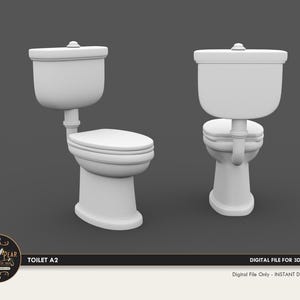 1:12 Toilet A2 Dollhouse Miniature - 3D STL PRINT file Instant Download