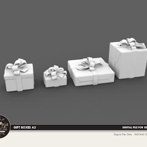 1:12 Gift Boxes A3 Dollhouse Miniature - 3D STL PRINT file Instant Download