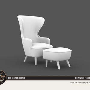 1:12 Highback Chair Dollhouse Miniature - 3D STL PRINT file Instant Download
