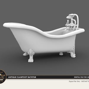1:12 Antique Clawfoot Bathtub with Faucet Dollhouse Miniature - 3D STL PRINT file Instant Download