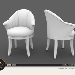 1:12 Otto Club Chair Dollhouse Miniature - 3D STL PRINT file Instant Download